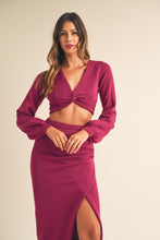 Load image into Gallery viewer, MABLE Front Twisted Knit Top and Midi Skirt Set