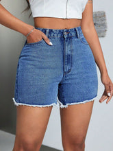 Load image into Gallery viewer, Raw Hem High Waist Denim Shorts