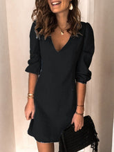 Load image into Gallery viewer, Full Size V-Neck Half Sleeve Denim Dress