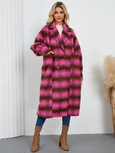 Load image into Gallery viewer, Contrast Double-Breasted Long Sleeve Longline Coat