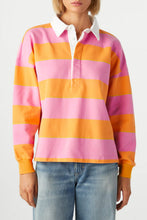 Load image into Gallery viewer, Contrast Striped Collared Neck Long Sleeve Sweatshirt