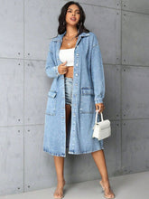 Load image into Gallery viewer, Pocketed Button Up Collared Neck Denim Top
