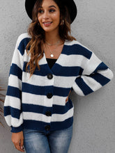Load image into Gallery viewer, Striped Button Up Long Sleeve Sweater