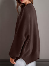 Load image into Gallery viewer, Double Take Side Slit Round Neck Long Sleeve Sweater