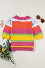 Load image into Gallery viewer, Color Block Round Neck Half Sleeve Knit Top