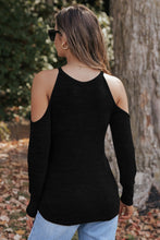 Load image into Gallery viewer, Round Neck Cold Shoulder Long Sleeve Top