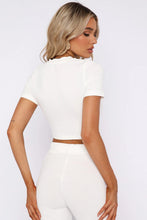 Load image into Gallery viewer, Round Neck Short Sleeve Top and Pants Set
