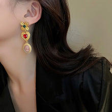 Load image into Gallery viewer, Copper Inlaid Rhinestone Vintage Earrings