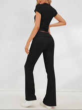 Load image into Gallery viewer, Round Neck Short Sleeve Top and Pants Set
