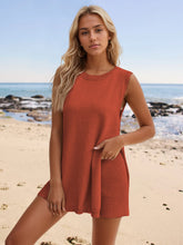 Load image into Gallery viewer, Slit Round Neck Top and Shorts Set