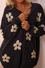 Load image into Gallery viewer, Flower Open Front Long Sleeve Cardigan