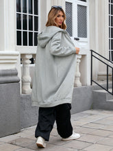 Load image into Gallery viewer, Zip Up Long Sleeve Longline Hooded Outerwear