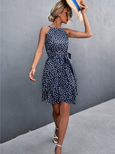 Load image into Gallery viewer, Layered Hem Tied Printed Sleeveless Dress