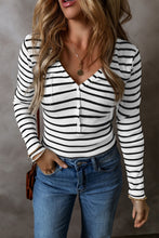Load image into Gallery viewer, Striped V-Neck Long Sleeve Top