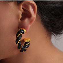 Load image into Gallery viewer, Twisted Leather Rope C-Hoop Earrings