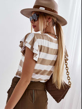 Load image into Gallery viewer, Full Size Striped Round Neck Cap Sleeve T-Shirt