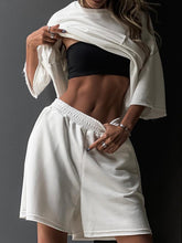 Load image into Gallery viewer, Pocketed Round Neck Half Sleeve Top and Shorts Set