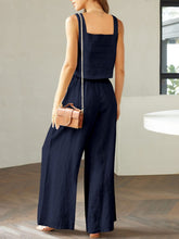 Load image into Gallery viewer, Square Neck Top and Wide Leg Pants Set