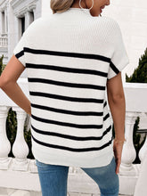 Load image into Gallery viewer, Striped Mock Neck Short Sleeve Sweater