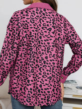 Load image into Gallery viewer, Full Size Leopard Collared Neck Button Up Long Sleeve Jacket