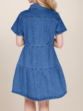 Load image into Gallery viewer, Button Up Short Sleeve Denim Dress