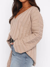 Load image into Gallery viewer, V-Neck Dropped Shoulder Sweater