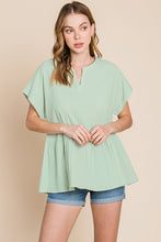 Load image into Gallery viewer, Cotton Bleu by Nu Lab Ruched Notched Short Sleeve Blouse