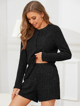 Load image into Gallery viewer, Ribbed Round Neck Top and Shorts Set