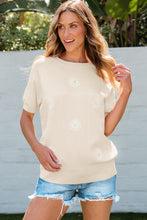 Load image into Gallery viewer, Daisy Round Neck Short Sleeve Knit Top