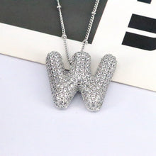 Load image into Gallery viewer, Copper Inlaid Zircon Letter Pendant Necklace