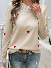 Load image into Gallery viewer, Devine Lace Detail Heart Long Sleeve Sweater