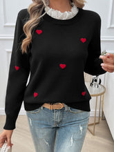 Load image into Gallery viewer, Devine Lace Detail Heart Long Sleeve Sweater