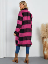 Load image into Gallery viewer, Plaid Double-Breasted Long Sleeve Coat