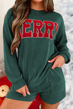 Load image into Gallery viewer, MERRY Round Neck Long Sleeve Top and Shorts Lounge Set