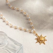 Load image into Gallery viewer, 18K Gold-Plated Pearl Sun Necklace