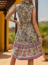 Load image into Gallery viewer, Printed Tie Neck Sleeveless Dress