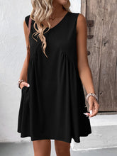 Load image into Gallery viewer, Ivy Lane Ruched V-Neck Sleeveless Mini Dress