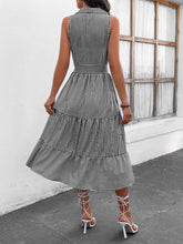 Load image into Gallery viewer, Striped Johnny Collar Sleeveless Midi Dress