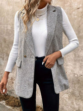 Load image into Gallery viewer, Decorative Pocket Flap Collared Neck Vest Coat