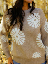 Load image into Gallery viewer, Perfee Flower Round Neck Long Sleeve Sweater
