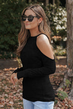 Load image into Gallery viewer, Round Neck Cold Shoulder Long Sleeve Top