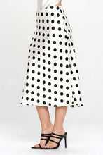 Load image into Gallery viewer, RENEE C Polka Dot Satin Midi Skirt