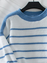 Load image into Gallery viewer, Striped Round Neck Long Sleeve Sweater