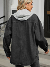 Load image into Gallery viewer, Removable Hood Button Up Long Sleeve Denim Jacket