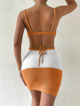 Load image into Gallery viewer, Color Block Scoop Neck Cover Up Dress