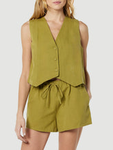 Load image into Gallery viewer, Button Up V-Neck Top and Pocketed Shorts Set