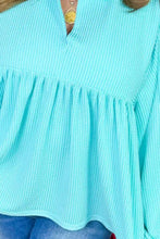 Load image into Gallery viewer, Plus Size Textured Peplum Long Sleeve Blouse