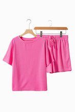 Load image into Gallery viewer, Waffle-Knit Round Neck Top and Shorts Set