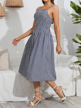Load image into Gallery viewer, Smocked Plaid Square Neck Cami Dress