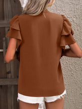 Load image into Gallery viewer, Ruffled Notched Short Sleeve Blouse